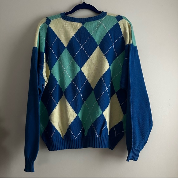 Vintage 80s Benetton Argyle Pattern Sweater - Picture 5 of 6